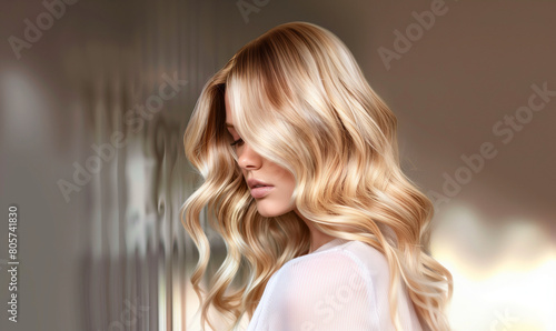 Timeless Beauty: Stunning Portrait of a Woman with Blonde Hair - Chic, Glamour, Salon - Clean composition, Ample negative space