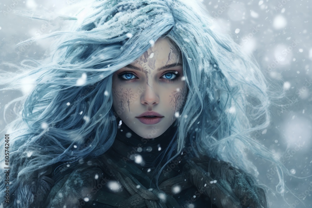 Enchanting winter portrait of a mysterious woman Enchanting winter portrait of a mysterious woman