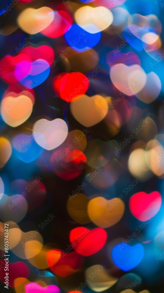 Heart shaped bokeh with blurred background.