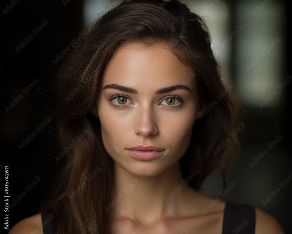 Captivating portrait of a woman with intense gaze Captivating portrait of a woman with intense gaze