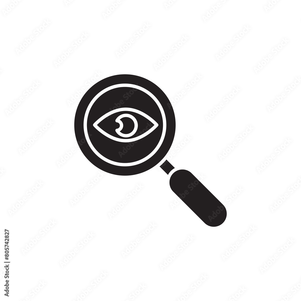 Magnifier with eye black icon. Eye test simple illustration for web and app..eps Magnifier with eye black icon. Eye test simple illustration for web and app..eps