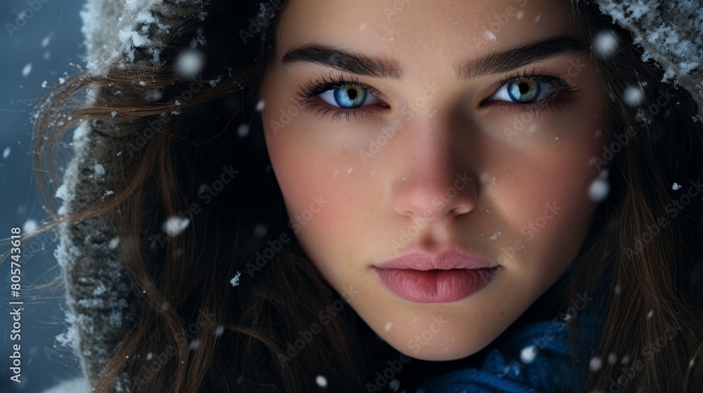 Captivating winter portrait of a woman
