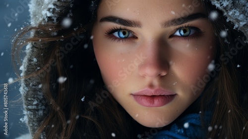 Captivating winter portrait of a woman