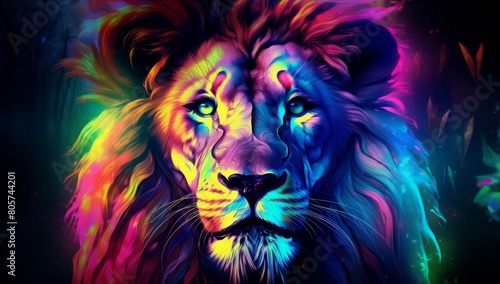colorful abstract lion portrait