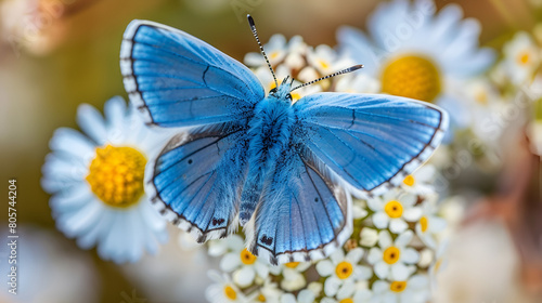 Obraz na płótnie Adonis blue on flowers ,generative ai