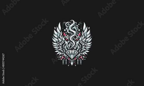 diamond with wings vector artwork design