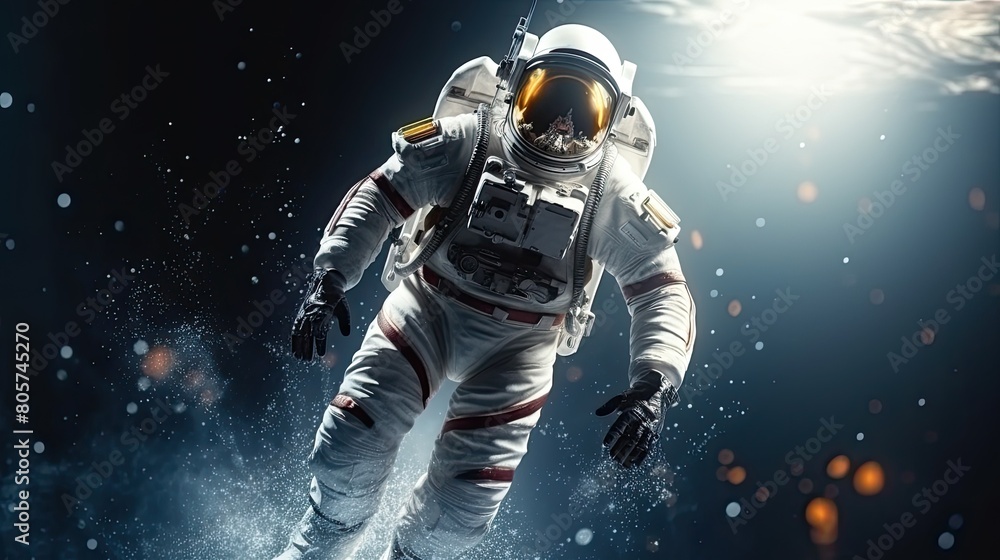 Fototapeta premium Astronaut in the outer space over the planet Earth