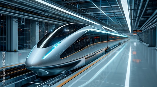 A magnetic levitation maglev train being finetuned in a stateoftheart transportation lab