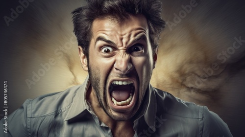 Angry man shouting with intense expression © Balaraw