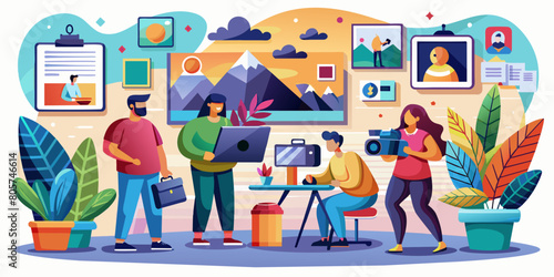 illustration of Business concept . Vector illustration of gallery, photography, image, social media. Creative concept for web banner, social media banner, business presentation, marketing 