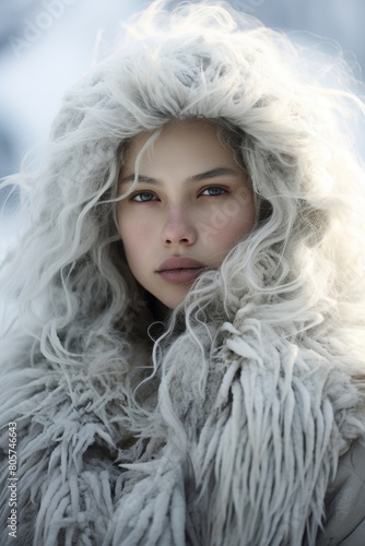 Mysterious woman in winter coat