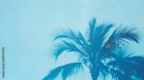 Tropical Palm Trees On A Blue Background  generative ai