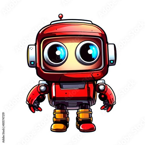 Cute cartoon Robot. Funny cyborg. AI generated. (ID: 805747219)