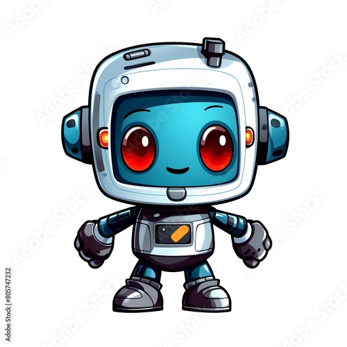 Cute cartoon Robot. Funny cyborg. AI generated. (ID: 805747232)