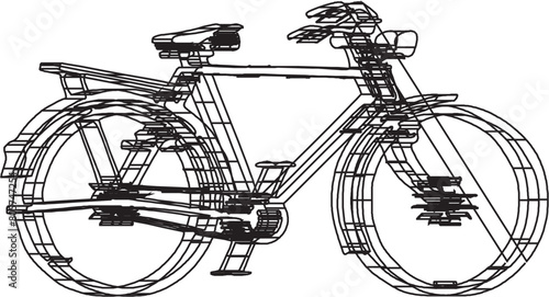 2D line art illustration of a classic bicycle
