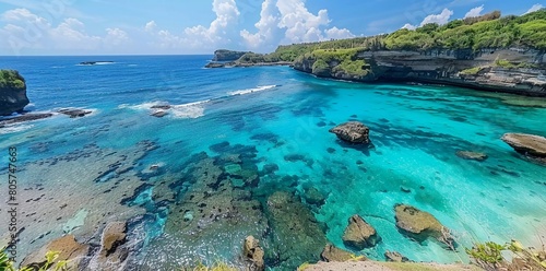 Popular places and beaches in Nusa Penida, Bali, Indonesia.  photo