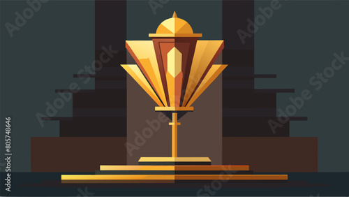 A the dusty shelves sits a stunning Art Deco lamp its angular design and gold accents perfectly representative of the era.. Vector illustration