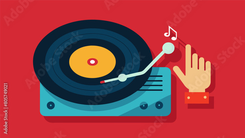 The unmistakable sound of a needle hitting vinyl a familiar and comforting sound to any vinyl enthusiast. Vector illustration