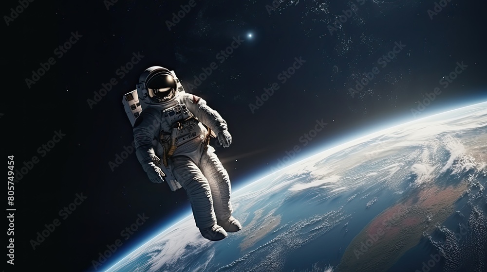 Fototapeta premium Astronaut in the outer space over the planet Earth