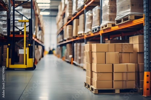 Warehouse Management: Organized Shelves and Forklifts for Fast Delivery