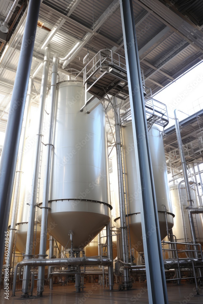 A testament to industrial innovation, these steel tanks exemplify the progress made in the indoor manufacturing sector, providing efficient storage solutions