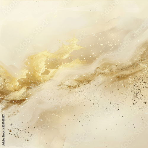 abstract background with white waves and golden splash