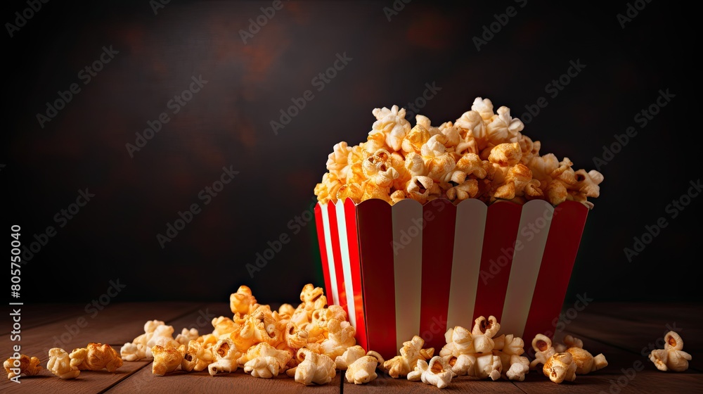 Capture the essence of the cinema with our stylish cardboard popcorn bucket. Its deep, dark background creates the perfect backdrop for your favorite snack. Lights, camera, popcorn