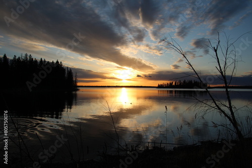 Warm Spring Sunset On The Waters  Elk Island National Park  Alberta