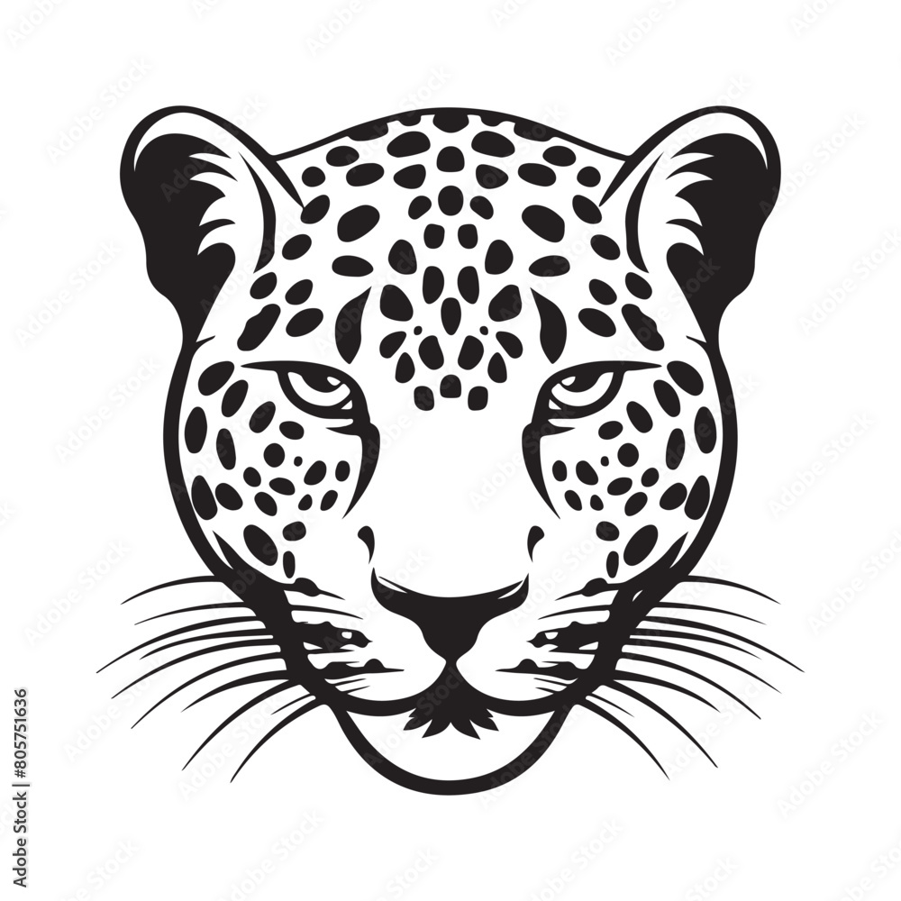 Leopard Head Logo Vector. leopard on black isolated on white Leopard Head Logo Vector. leopard on black isolated on white