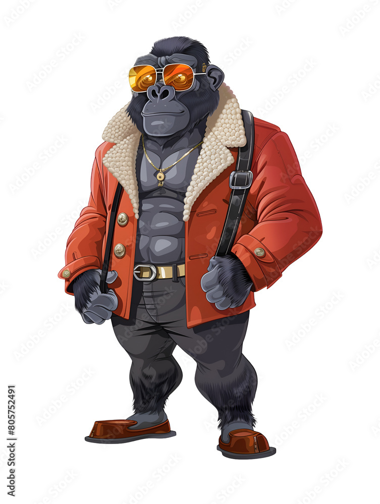 Fashionable gorilla character illustration