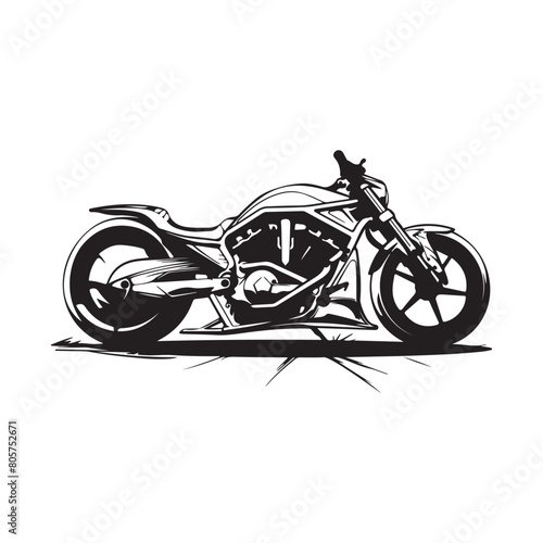 Custom chopper motorcycle vector illustration. Vintage motorcycle isolated on white background