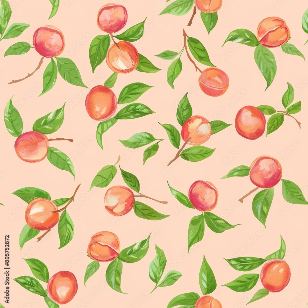 watercolor seamless pattern of peach. watercolor seamless pattern of peach.