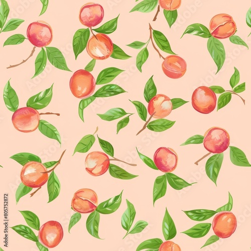 watercolor seamless pattern of peach.