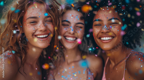 diverse female friends celebrating together
