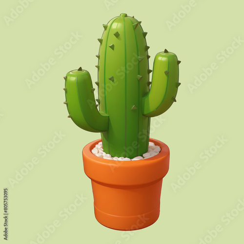 Cactus in a pot cartoon illustration (ID: 805753095)