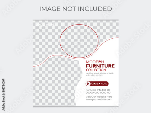 Modern furniture flyer template with creative geometric and organic shapes.Furniture flyer is ready for print.