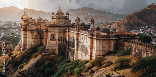 Parasnath Hills, Giridih, Jharkhand, India – View of the Shikharji jain Temple in the Parasnath Hills area. photo