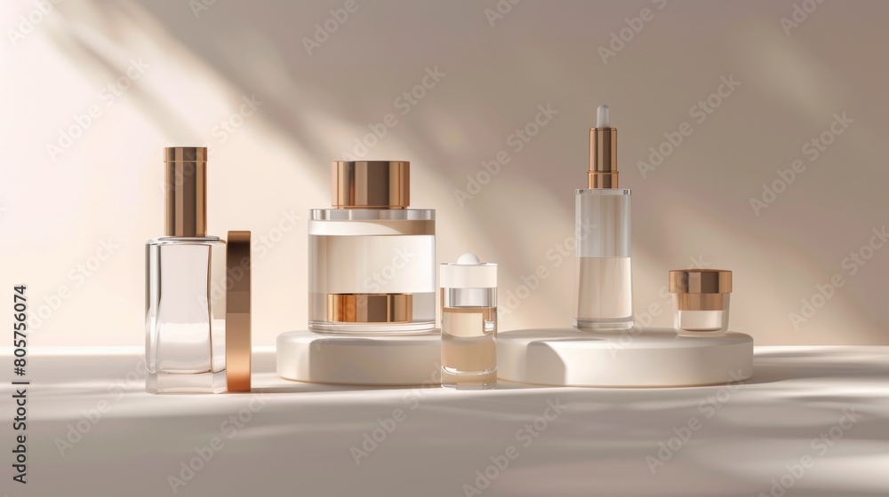 Luxurious Cosmetic Packaging in Soft Natural Light Luxurious Cosmetic Packaging in Soft Natural Light
