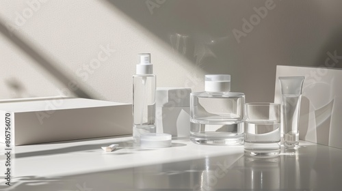 Minimalist Glass Cosmetic Containers in Sunlight