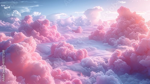 Hailstorm of hard candies battering a landscape of marshmallow clouds photo