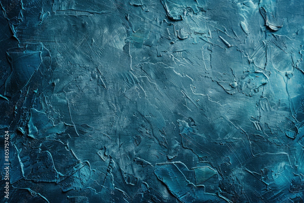 Blue decorative plaster texture with vignette. Abstract grunge background with copy space for design - generative ai Blue decorative plaster texture with vignette. Abstract grunge background with copy space for design - generative ai