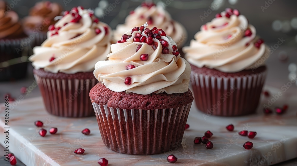 Red velvet cupcakes with cream cheese frosting