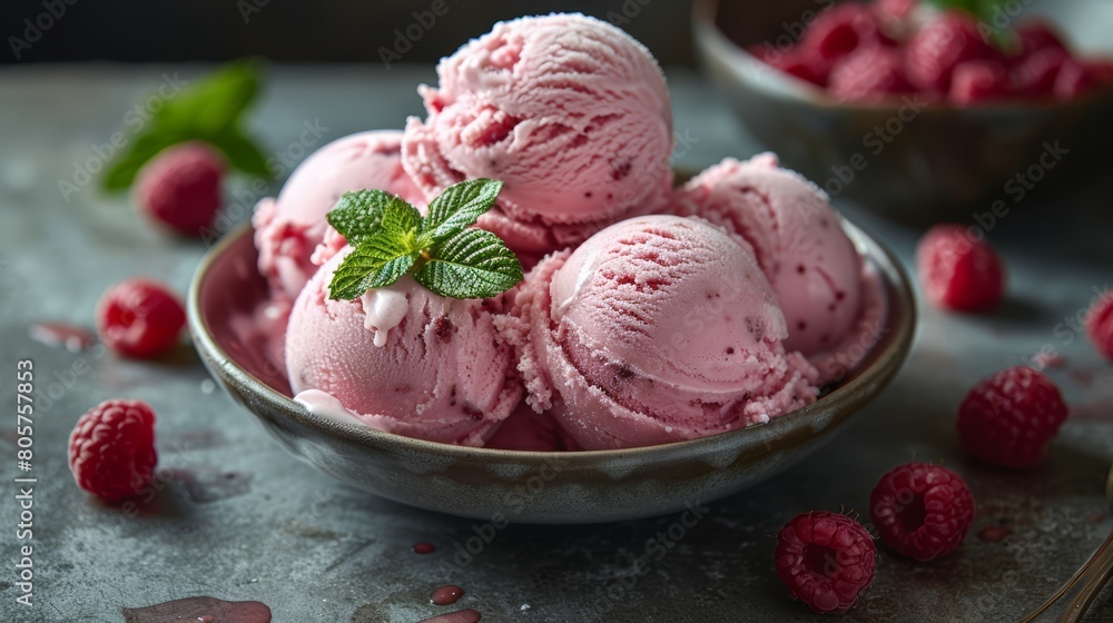Raspberry sorbet, fresh and light Raspberry sorbet, fresh and light