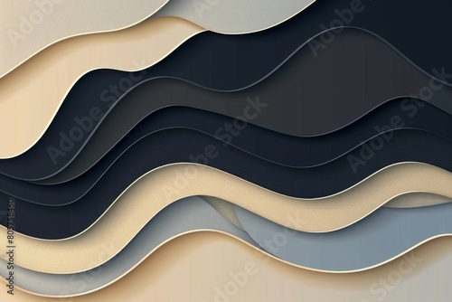 Dark cream paper waves abstract banner design. Elegant wavy vector background