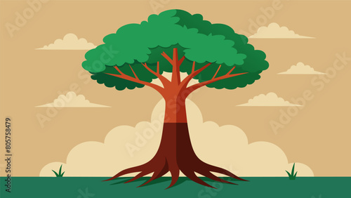 The trunk of the tree of Courage seems to stand taller than the rest as if challenging any who dare to doubt its strength.. Vector illustration