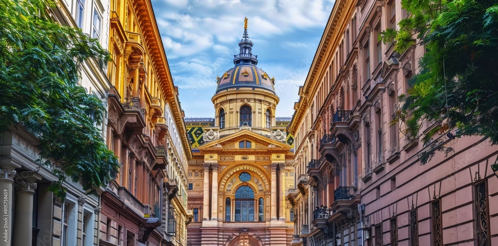Fototapeta premium Budapest European Hungarian Jewish Synagogue on Dohany street.