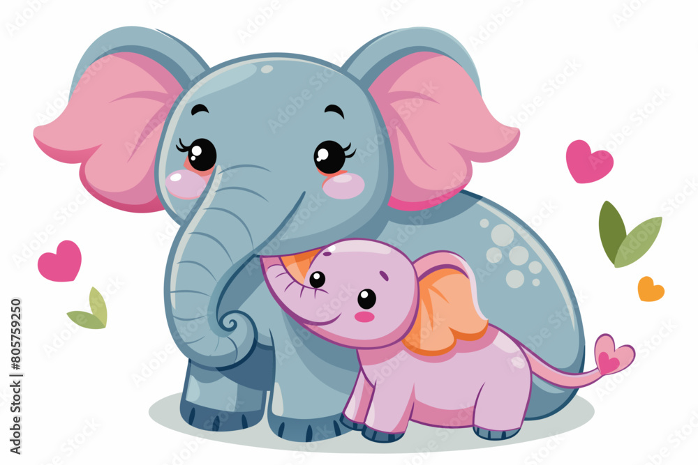 Obraz premium mother's day gift card cute animal vector illustrations