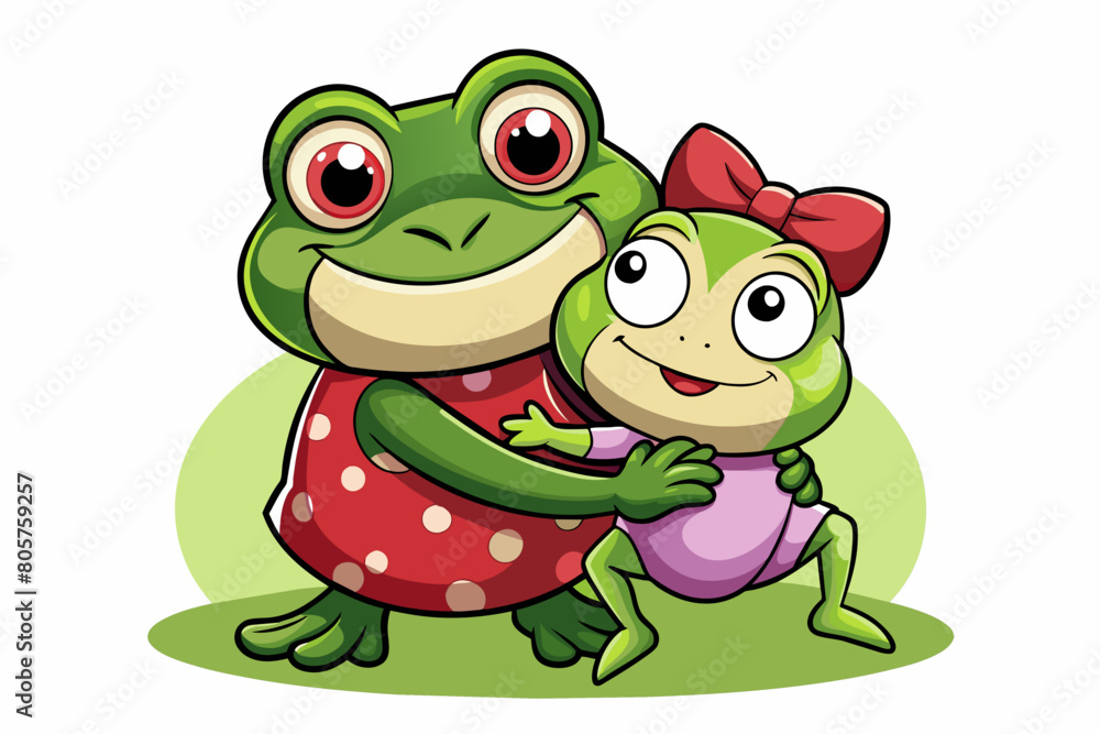 Obraz premium mother's day gift card cute animal vector illustrations