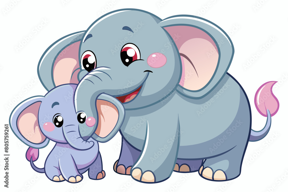 Fototapeta premium mother's day gift card cute animal vector illustrations