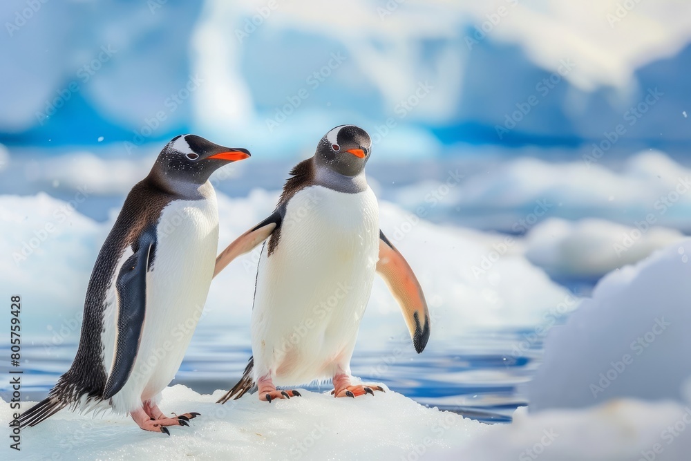 Fototapeta premium penguin duor playful